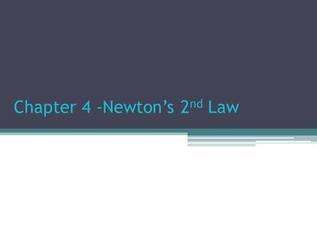 Chapter 4 -Newton’s 2 nd Law. Force Causes Acceleration We learned w/ the 1 st Law that objects do not like changes in their motion… ▫if a net force is.