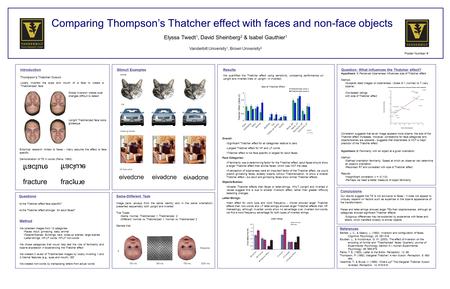 Comparing Thompson’s Thatcher effect with faces and non-face objects Elyssa Twedt 1, David Sheinberg 2 & Isabel Gauthier 1 Vanderbilt University 1, Brown.