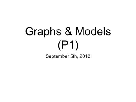 Graphs & Models (P1) September 5th, 2012. I. The Graph of an Equation Ex. 1: Sketch the graph of y = (x - 1) 2 - 3.