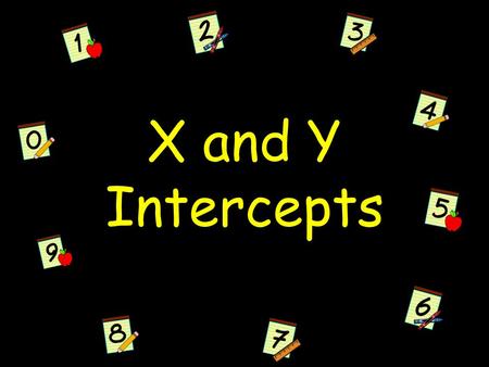 X and Y Intercepts. Definitions Intercept – the point where something intersects or touches.