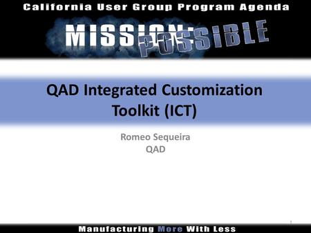 QAD Integrated Customization Toolkit (ICT)