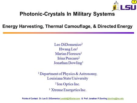 Photonic-Crystals In Military Systems