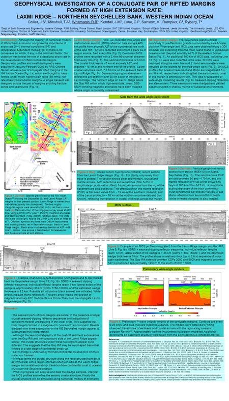 GEOPHYSICAL INVESTIGATION OF A CONJUGATE PAIR OF RIFTED MARGINS FORMED AT HIGH EXTENSION RATE: LAXMI RIDGE – NORTHERN SEYCHELLES BANK, WESTERN INDIAN OCEAN.