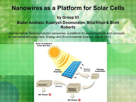 Nanowires as a Platform for Solar Cells