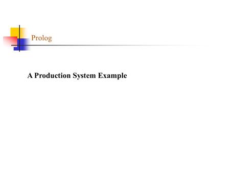 Prolog A Production System Example.