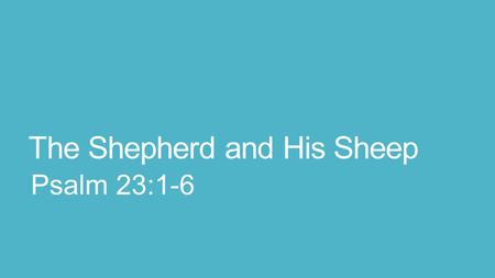 The Shepherd and His Sheep Psalm 23:1-6. 23 The L ORD is my shepherd; I shall not want. 2 He makes me to lie down in green pastures; He leads me beside.