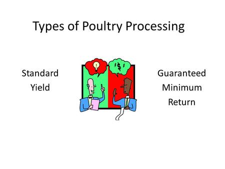 Types of Poultry Processing Guaranteed Minimum Return Standard Yield.
