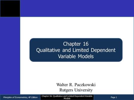 Qualitative and Limited Dependent Variable Models