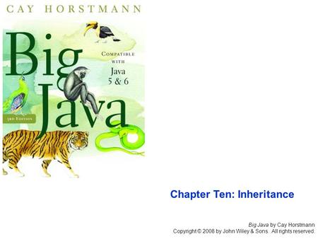 Big Java by Cay Horstmann Copyright © 2008 by John Wiley & Sons. All rights reserved. Chapter Ten: Inheritance.