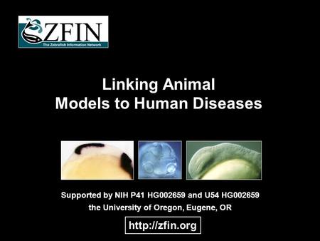 Linking Animal Models to Human Diseases Supported by NIH P41 HG002659 and U54 HG002659 the University of Oregon, Eugene, OR