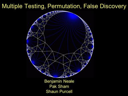 Multiple Testing, Permutation, False Discovery Benjamin Neale Pak Sham Shaun Purcell.