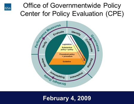 Office of Governmentwide Policy Center for Policy Evaluation (CPE) February 4, 2009.
