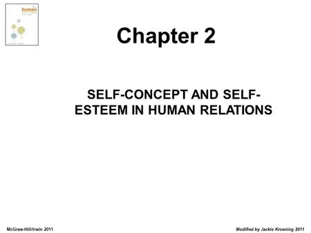 McGraw-Hill/Irwin 2011 Modified by Jackie Kroening 2011 SELF-CONCEPT AND SELF- ESTEEM IN HUMAN RELATIONS Chapter 2.