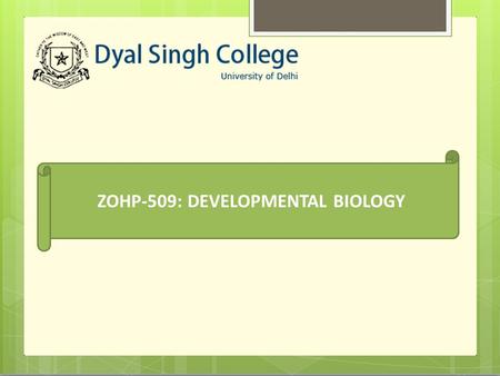 ZOHP-509: DEVELOPMENTAL BIOLOGY