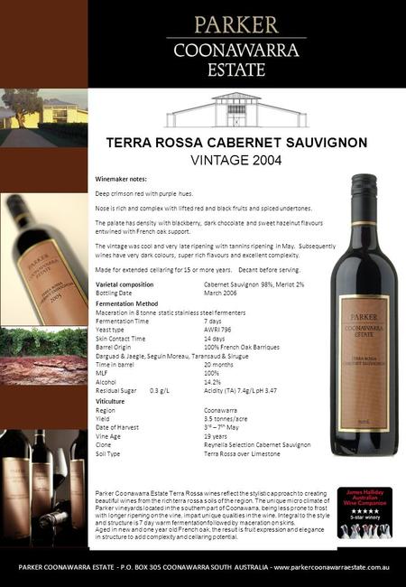 Parker Coonawarra Estate Terra Rossa wines reflect the stylistic approach to creating beautiful wines from the rich terra rossa soils of the region. The.