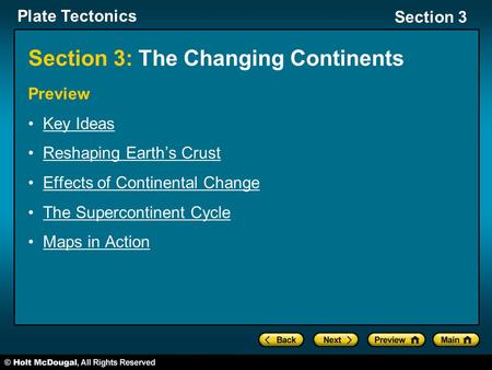 Section 3: The Changing Continents