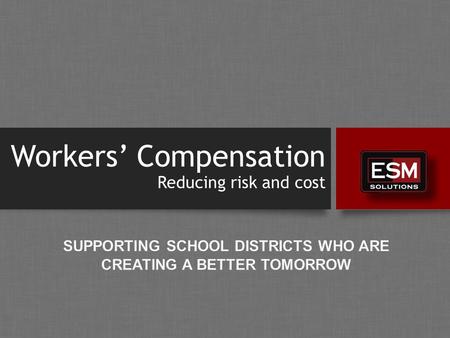 Workers’ Compensation Reducing risk and cost. www.executivesm.com What we Strive for School District Service Objectives Reduce costs by reducing the frequency.