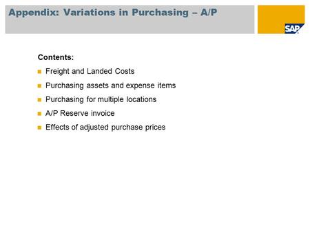 Appendix: Variations in Purchasing – A/P