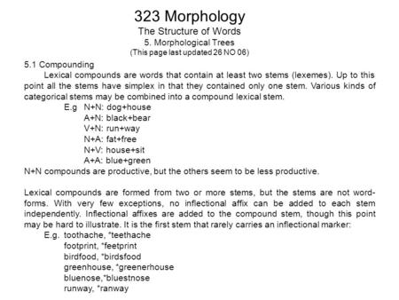323 Morphology The Structure of Words 5