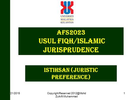 AFS2023 USUL FIQH/ISLAMIC JURISPRUDENCE