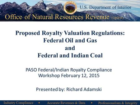 PASO Federal/Indian Royalty Compliance Workshop February 12, 2015