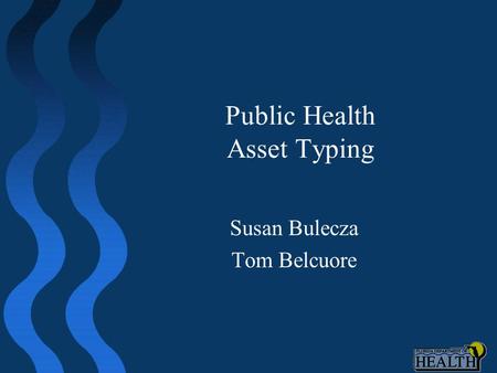 Public Health Asset Typing Susan Bulecza Tom Belcuore.