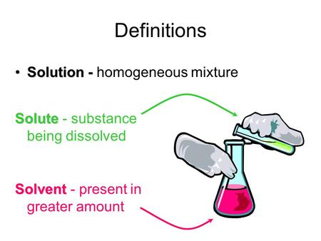 Definitions Solution - homogeneous mixture