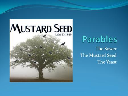 The Sower The Mustard Seed The Yeast. What is a Parable?