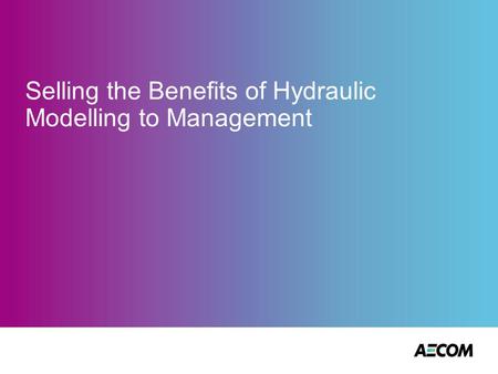 Selling the Benefits of Hydraulic Modelling to Management.