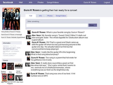 Facebook Guns N’ Roses is getting their hair ready for a concert WallInfoPhotosSongs/VideosGuns N’ RosesLogout View photos of Guns N’ Roses Send Guns N’