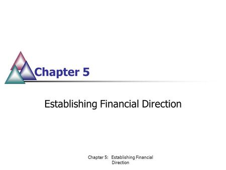 Chapter 5: Establishing Financial Direction Chapter 5 Establishing Financial Direction.