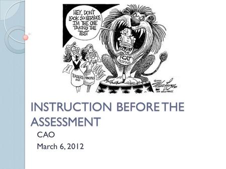 INSTRUCTION BEFORE THE ASSESSMENT CAO March 6, 2012.