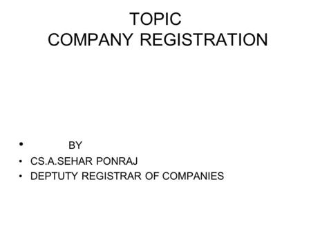 TOPIC COMPANY REGISTRATION