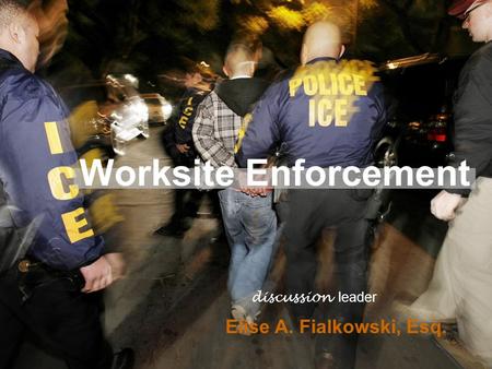 Elise A. Fialkowski, Esq. Worksite Enforcement discussion leader.