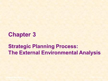 Chapter 3 Strategic Planning Process: