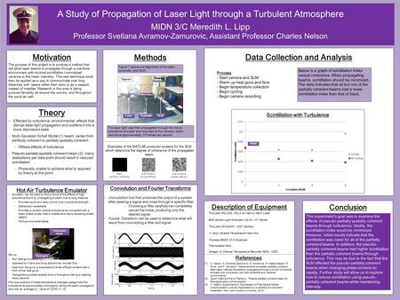 Data Collection and Analysis Theory Motivation A Study of Propagation of Laser Light through a Turbulent Atmosphere MIDN 3/C Meredith L. Lipp Professor.
