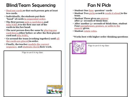 Blind/Team Sequencing Fan N Pick