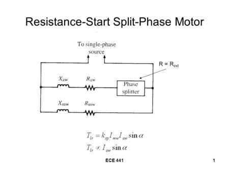 ECE 4411 Resistance-Start Split-Phase Motor R = R ext.