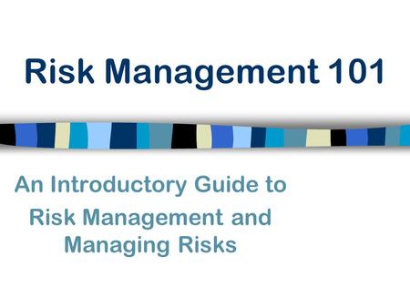 An Introductory Guide to Risk Management and Managing Risks