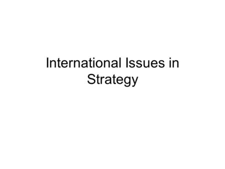 International Issues in Strategy. Porter’s Determinants of National Advantage Home country of origin is crucial to International success.