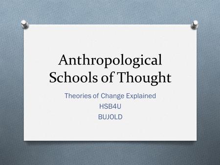 Anthropological Schools of Thought Theories of Change Explained HSB4U BUJOLD.