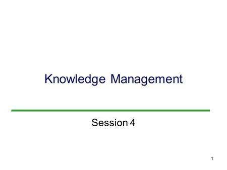 1 Knowledge Management Session 4. 2 Objectives 1.What is knowledge management? Why do businesses today need knowledge management programs and systems.