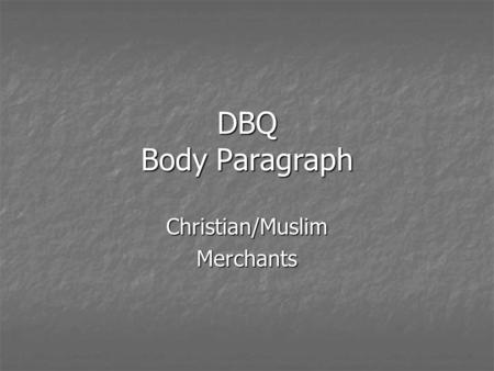 Christian/Muslim Merchants