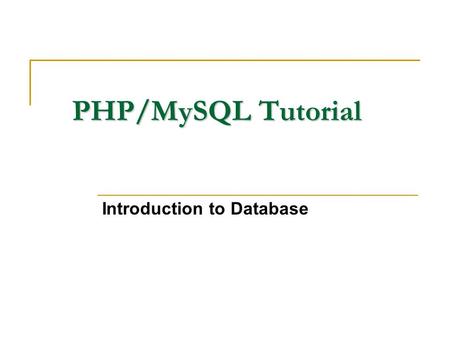 Introduction to Database