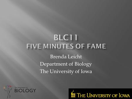Brenda Leicht Department of Biology The University of Iowa.