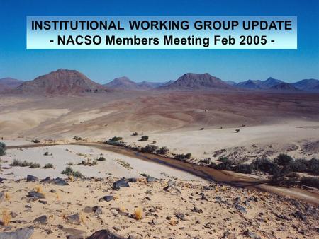 INSTITUTIONAL WORKING GROUP UPDATE - NACSO Members Meeting Feb 2005 -