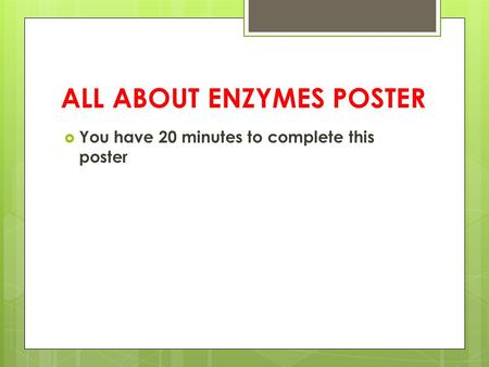 ALL ABOUT ENZYMES POSTER