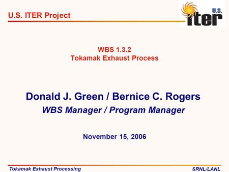 WBS Tokamak Exhaust Process