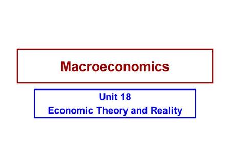 Macroeconomics Unit 18 Economic Theory and Reality.