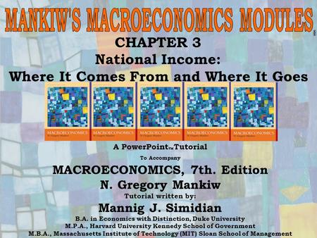 1 Chapter Three ® CHAPTER 3 National Income: Where It Comes From and Where It Goes A PowerPoint  Tutorial To Accompany MACROECONOMICS, 7th. Edition N.